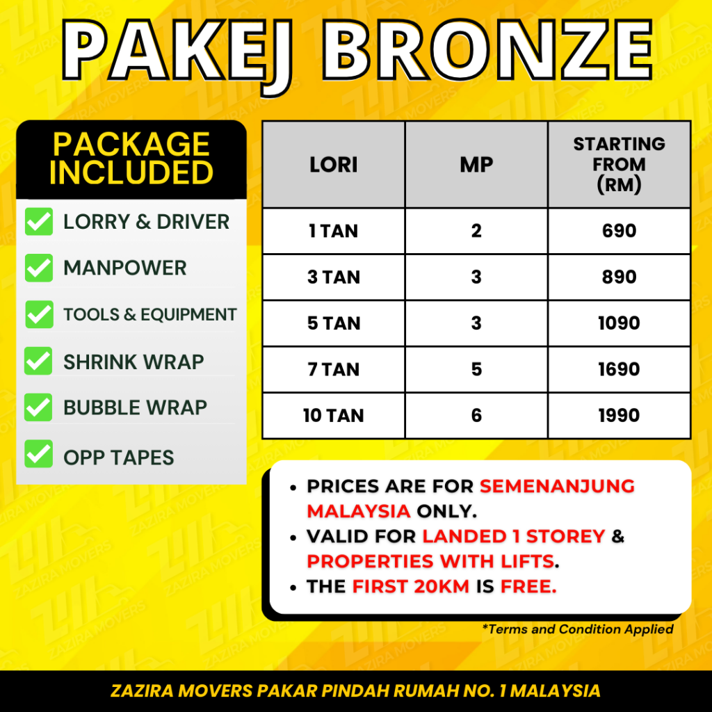 Lori 1 tan untuk servis pindah rumah di kawasan bandar