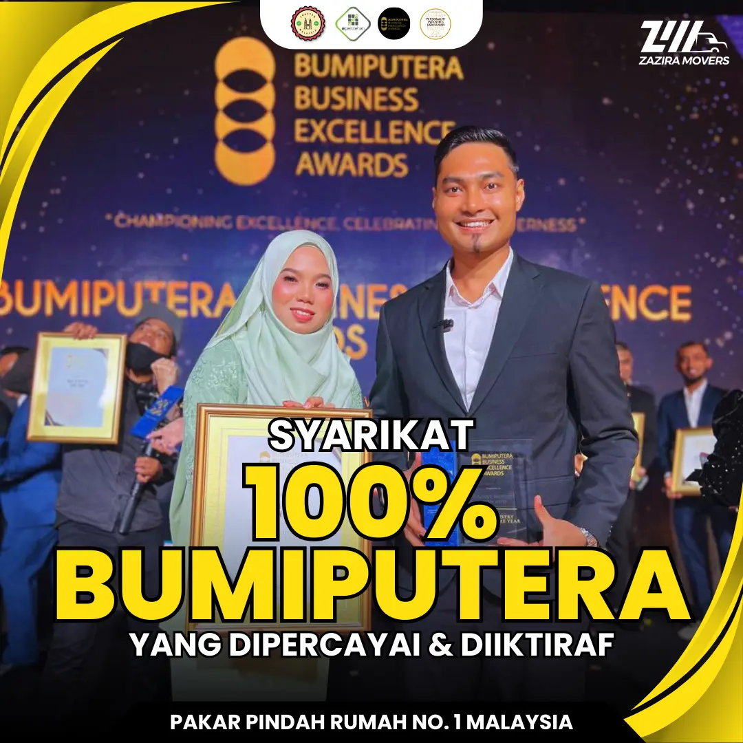 About Us Anugerah syarikat 100% Bumiputera Zazira Movers