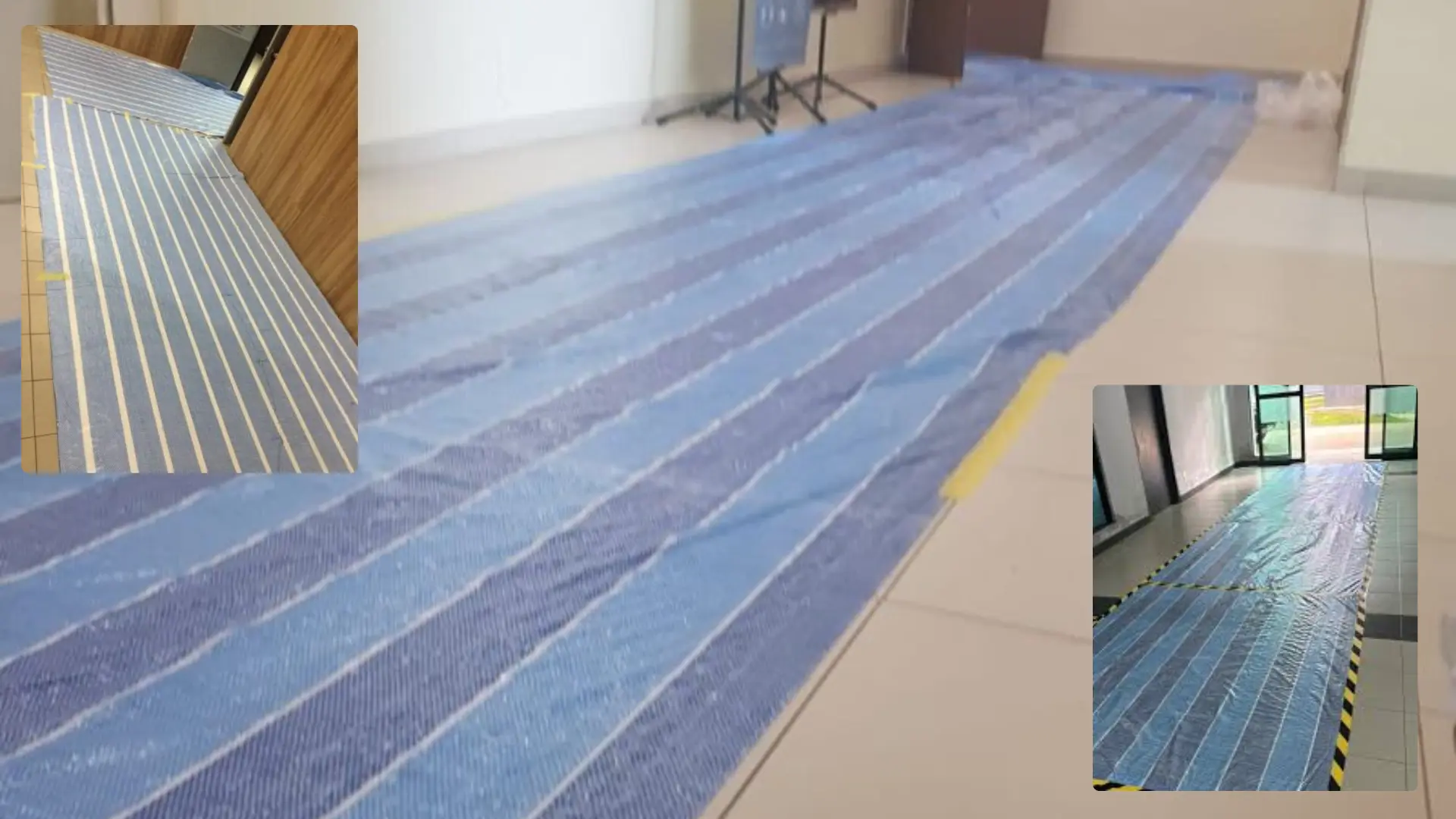 Protective floor covering installed before moving furniture through a property