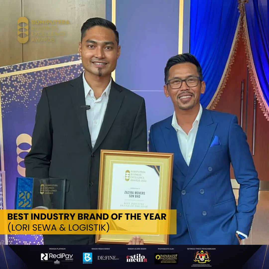 Zazira Movers Best Industry Brand of The Year Award in Lorry Rental Movers and Logistics